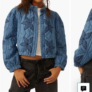 Free People Quinn denim quilted jacket